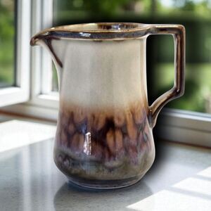 Bing & Grøndahl Denmark Drip Glaze Creamer Stoneware Farmhouse MCM Brown Blue